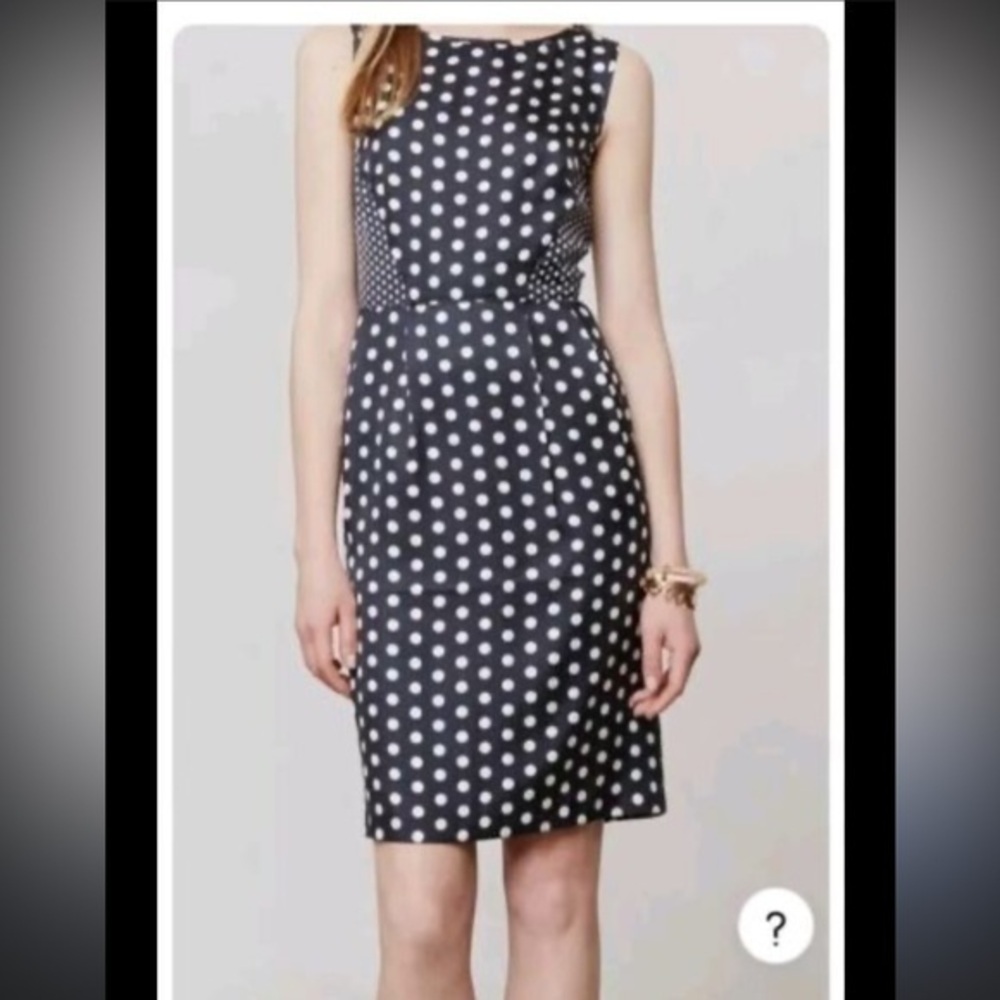 Anthropology Kachel 100 % silk Polka Dot Sleeveless back zip up Dress size 4
